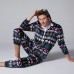 Mens Christmas Pattern Onesies Hooded Zip Down Holiday Pajama Set Printing Loungewear