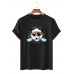 Men Cool Panda Print Winter Sports Casual Short Sleeve Street T  Shirts