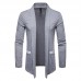 Men Brief Plus Size Mid Length Stitching Color Pockets Turndown Collar Cardigans