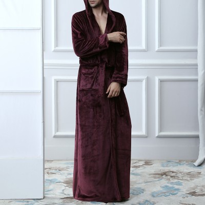 Flannel Ankle  Length Hooded Bathrobe