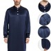 Mens Comfy Long Sleeve Silk Satin Pajama Bathrobe Sleepwear Home Robe