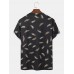 Mens All Over Leaf Printed Holiday Short Sleeve T  Shirts