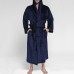 Mens Pure Color Thick Velvet Fleece Sleepwear Comfy Soft Hooded Pajamas Robe