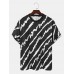 Men Brush Pattern Round Neck Short Sleeve Soft Cool Casual T  Shirts