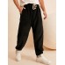 Men Corduroy Solid Loose Drawstring Waist Beam Feet Pants