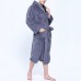 Men Flannel Pockets Bathrobe Pajama Hooded Sleepwear Robe