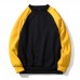 Autumn Winter Men’s Loose Color Block Casual O Neck Long Sleeve Pullovers