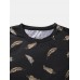 Mens All Over Leaf Printed Holiday Short Sleeve T  Shirts