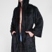 Mens Pure Color Thick Velvet Fleece Sleepwear Comfy Soft Hooded Pajamas Robe