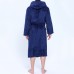 Men Flannel Pockets Bathrobe Pajama Hooded Sleepwear Robe