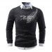 Men’s Casual Rabbit Fur Decorative Feather Letters Embroidery Round Neck Slim Fit Sweaters