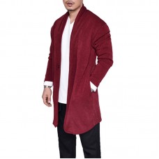 Mens Casual Mid Length Long Sleeve Loose Comfy Solid Color Cardigans
